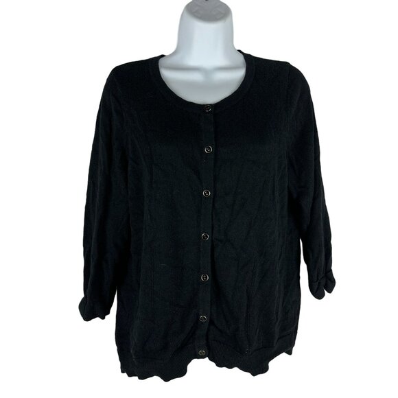 Elle Womens Black Cardigan Sweater Size L 55% Cotton/Nylon/Viscose - Picture 1 of 5